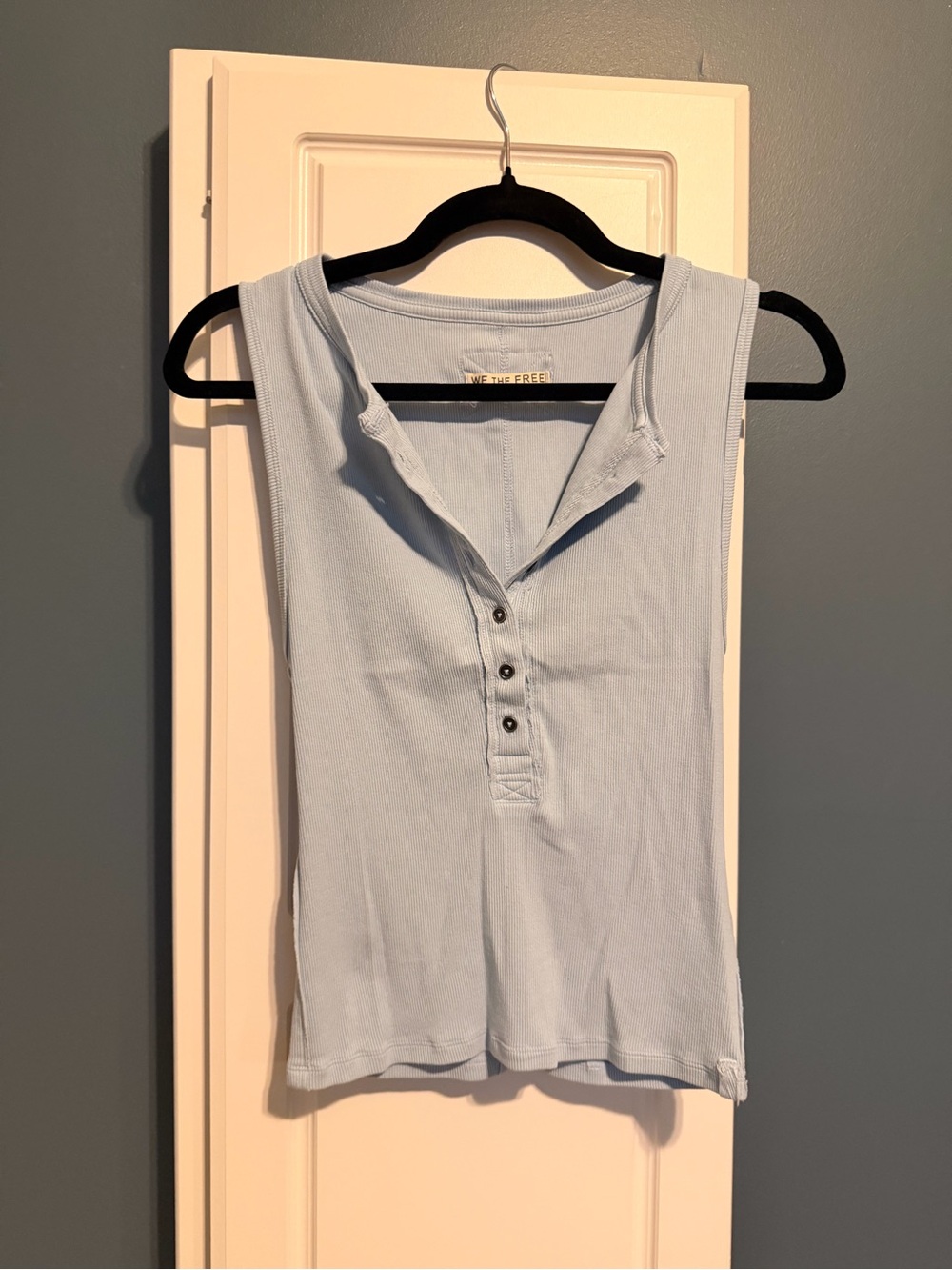 Free People - Light Blue Sleeveless Henley Tank